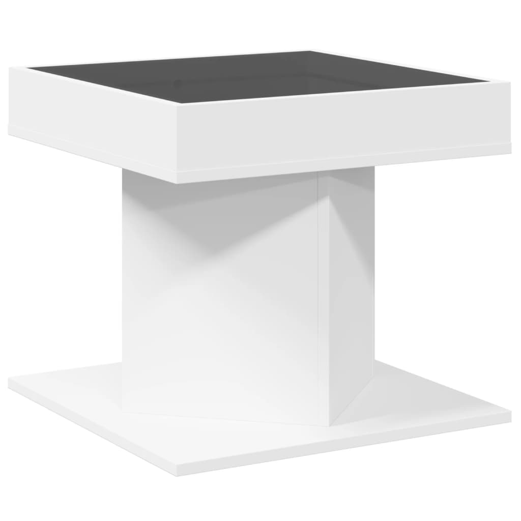 vidaXL Τραπεζάκι Σαλονιού με LED Λευκό 50x50x45 εκ. Επεξεργασμένο Ξύλο