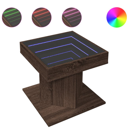vidaXL Τραπεζάκι Σαλονιού με LED Δρυς 50x50x45 εκ. Επεξεργασμένο Ξύλο