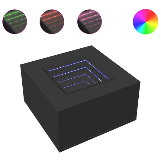 vidaXL Τραπεζάκι Σαλονιού με LED Μαύρο 60x60x40 εκ. Επεξεργασμένο Ξύλο