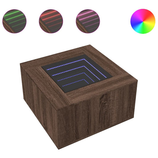 vidaXL Τραπεζάκι Σαλονιού με LED Δρυς 60x60x40 εκ. Επεξεργασμένο Ξύλο