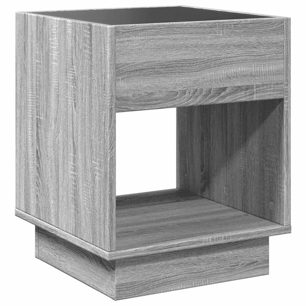 vidaXL Τραπεζάκι Άπειρο Φως LED Γκρι Sonoma 40x40x50 εκ.