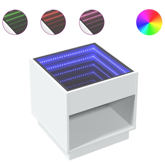 vidaXL Τραπεζάκι Σαλονιού Infinity LED Λευκό 50x50x50 εκ.