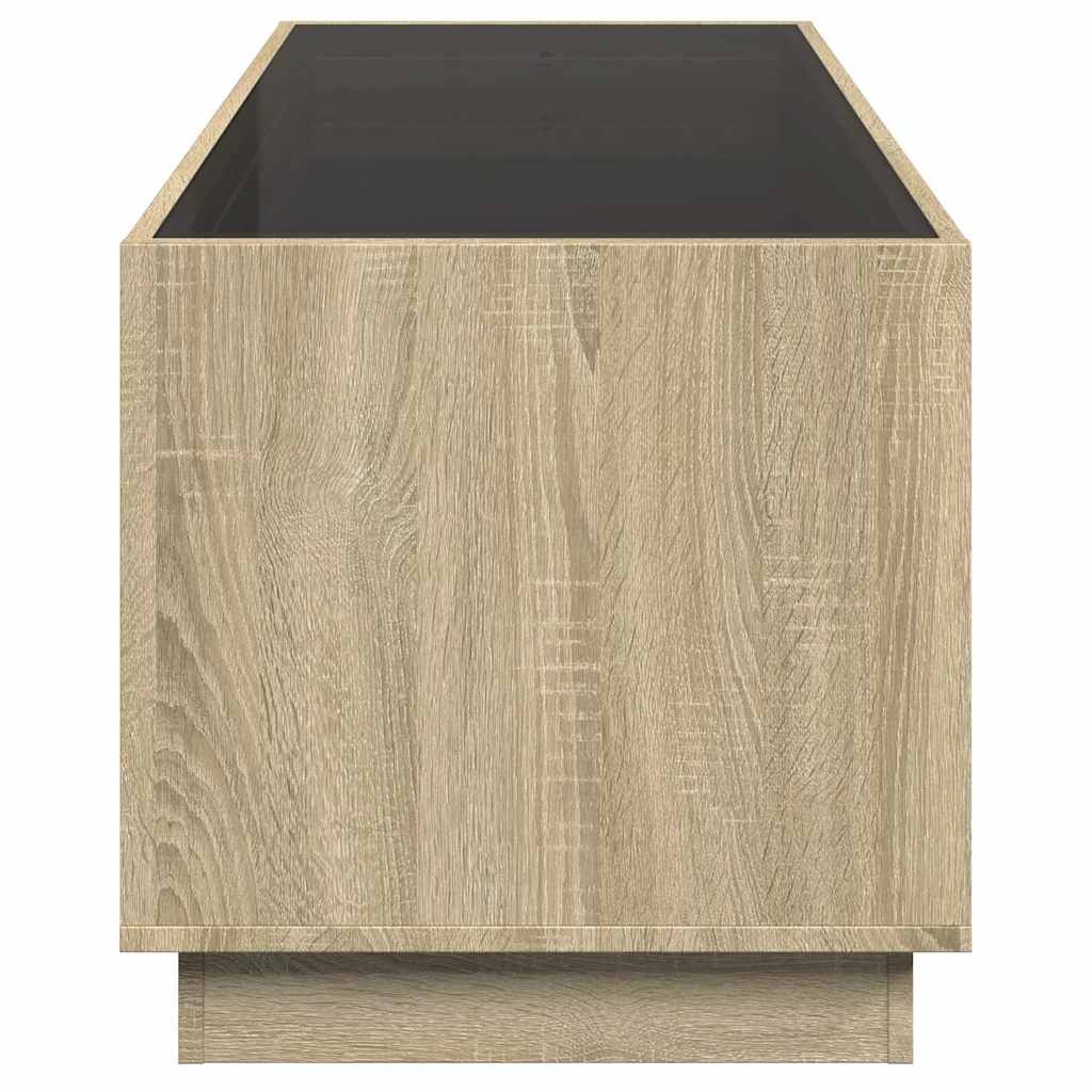 vidaXL Τραπεζάκι Σαλονιού Άπειρο Φως LED Sonoma Δρυς 90x50x50 εκ.