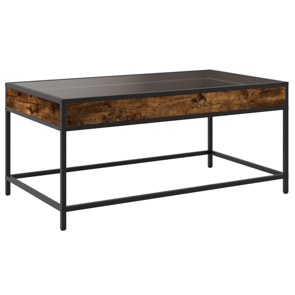 vidaXL Τραπεζάκι Σαλονιού Άπειρο Φως LED Καπνιστή Δρυς 90x50x41 εκ.