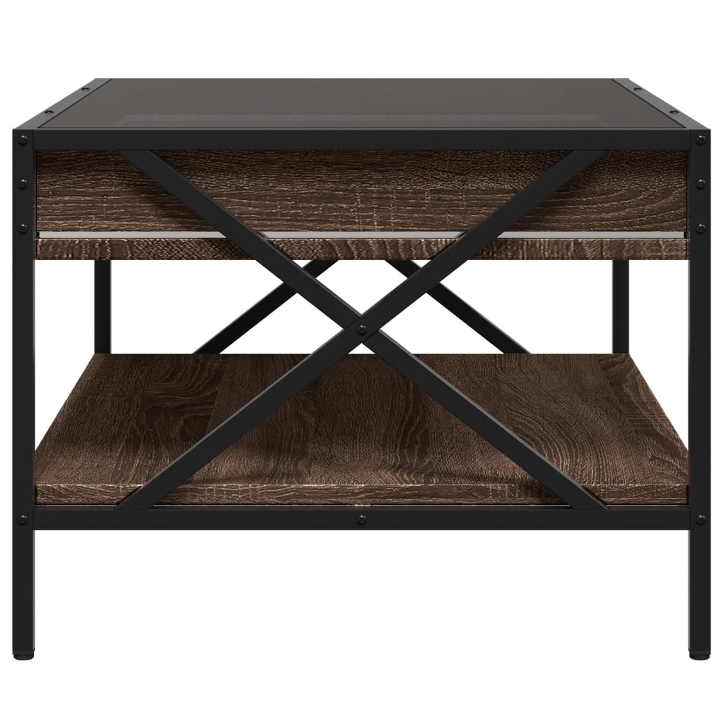 vidaXL Τραπεζάκι Σαλονιού Άπειρο Φως LED Καφέ Δρυς 70x50x38 εκ.