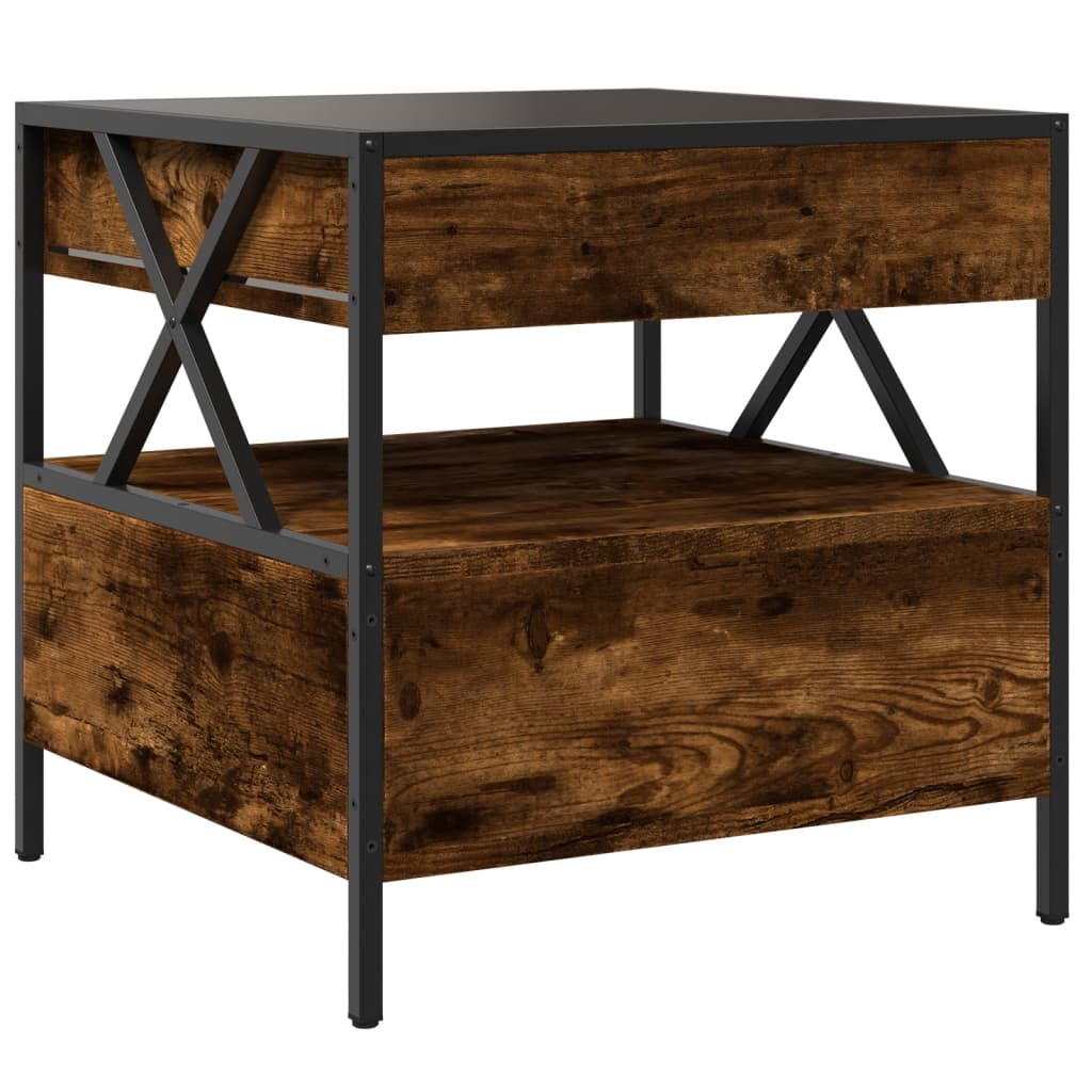 vidaXL Τραπεζάκι Σαλονιού Άπειρο Φως LED Καπνιστή Δρυς 50x50x51 εκ.