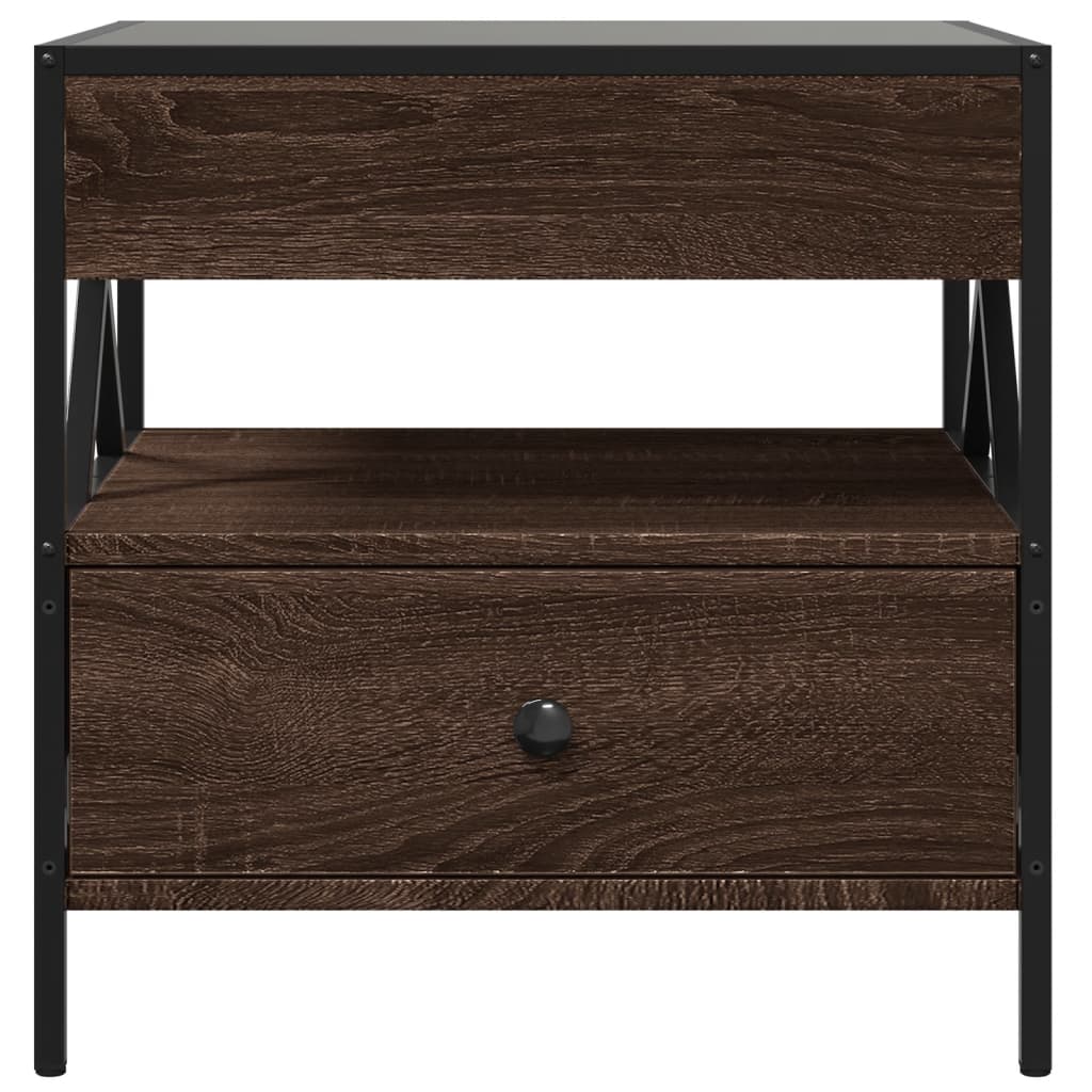 vidaXL Τραπεζάκι Σαλονιού Άπειρο Φως LED Καφέ Δρυς 50x50x51 εκ.