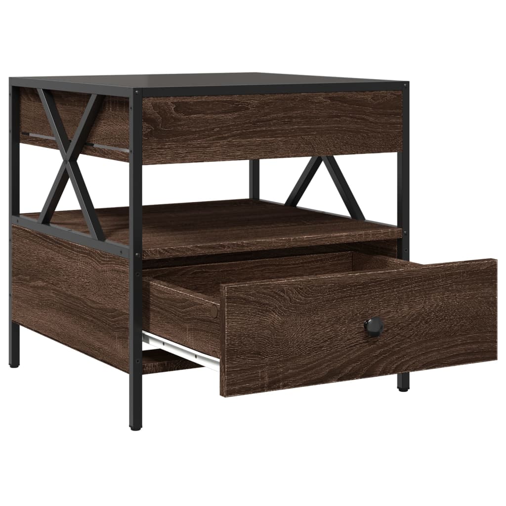 vidaXL Τραπεζάκι Σαλονιού Άπειρο Φως LED Καφέ Δρυς 50x50x51 εκ.