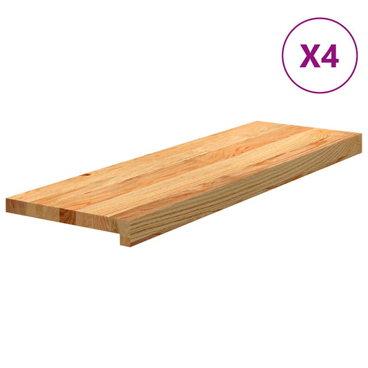 vidaXL Πατάκια Σκάλας 4 τεμ. Ανοιχτό Καφέ 80x25x2 cm Ξύλο Δρυός