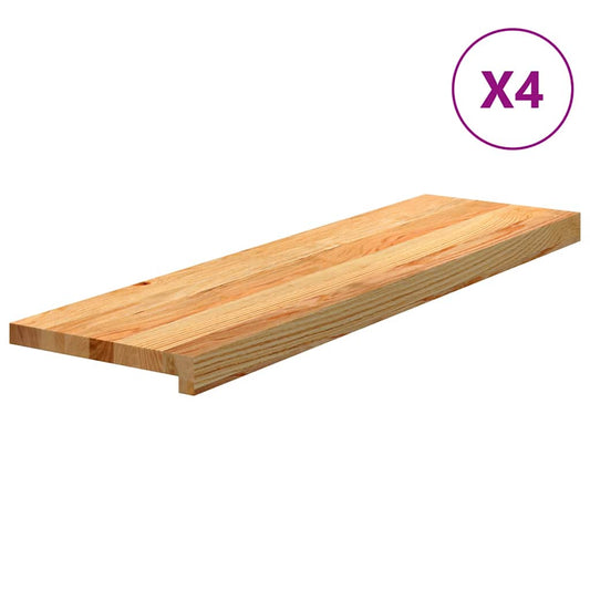 vidaXL Πατάκια Σκάλας 4 τεμ. Ανοιχτό Καφέ 90x25x2 cm Ξύλο Δρυός