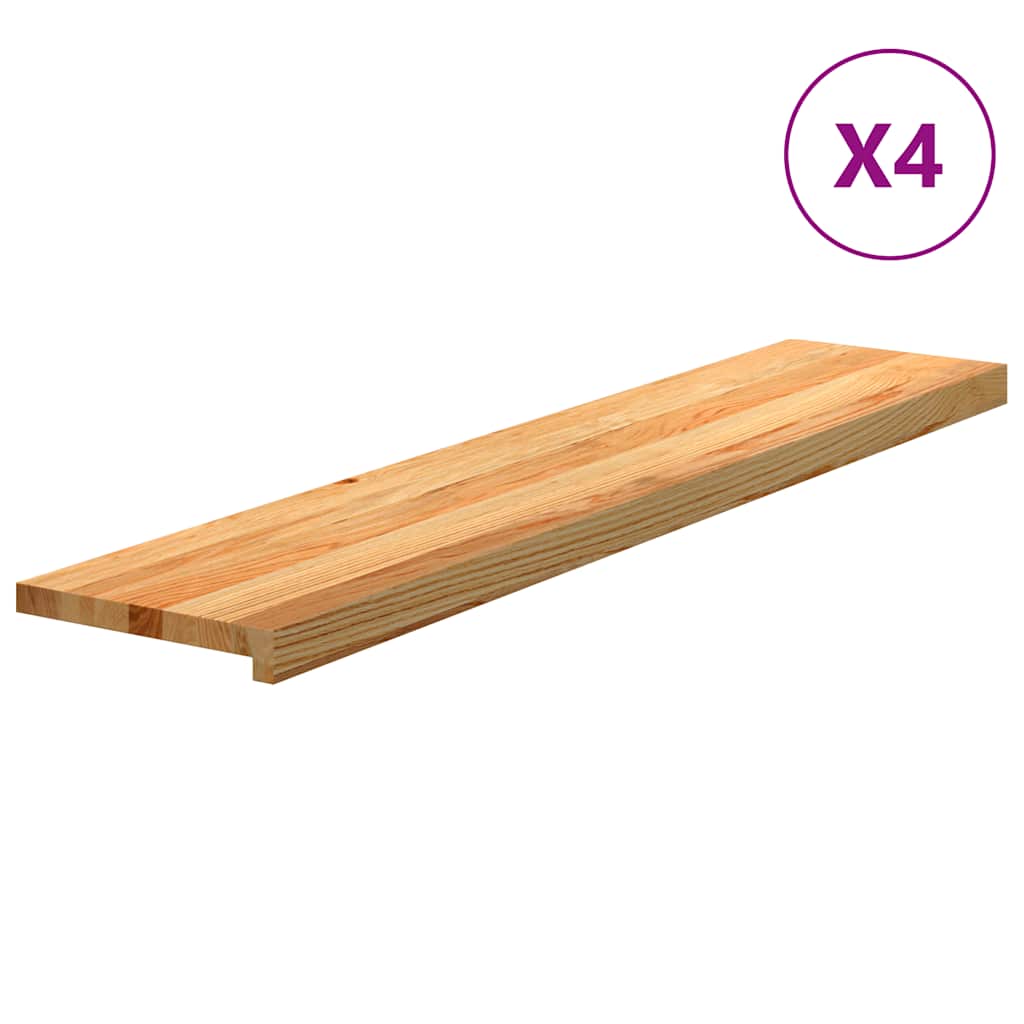 vidaXL Πατάκια Σκάλας 4 τεμ. Ανοιχτό Καφέ 120x30x2 cm Ξύλο Δρυός