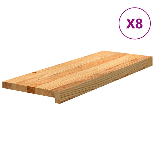 vidaXL Πατάκια Σκάλας 8 τεμ. Ανοιχτό Καφέ 70x25x2 cm Ξύλο Δρυός