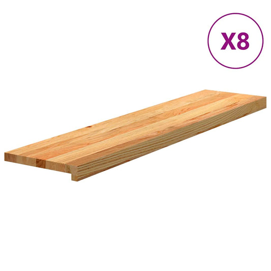 vidaXL Πατάκια Σκάλας 8 τεμ. Ανοιχτό Καφέ 110x30x2 cm Ξύλο Δρυός