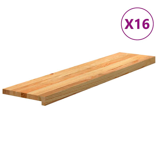 vidaXL Πατάκια Σκάλας 16 τεμ. Ανοιχτό Καφέ 110x30x2 cm Ξύλο Δρυός