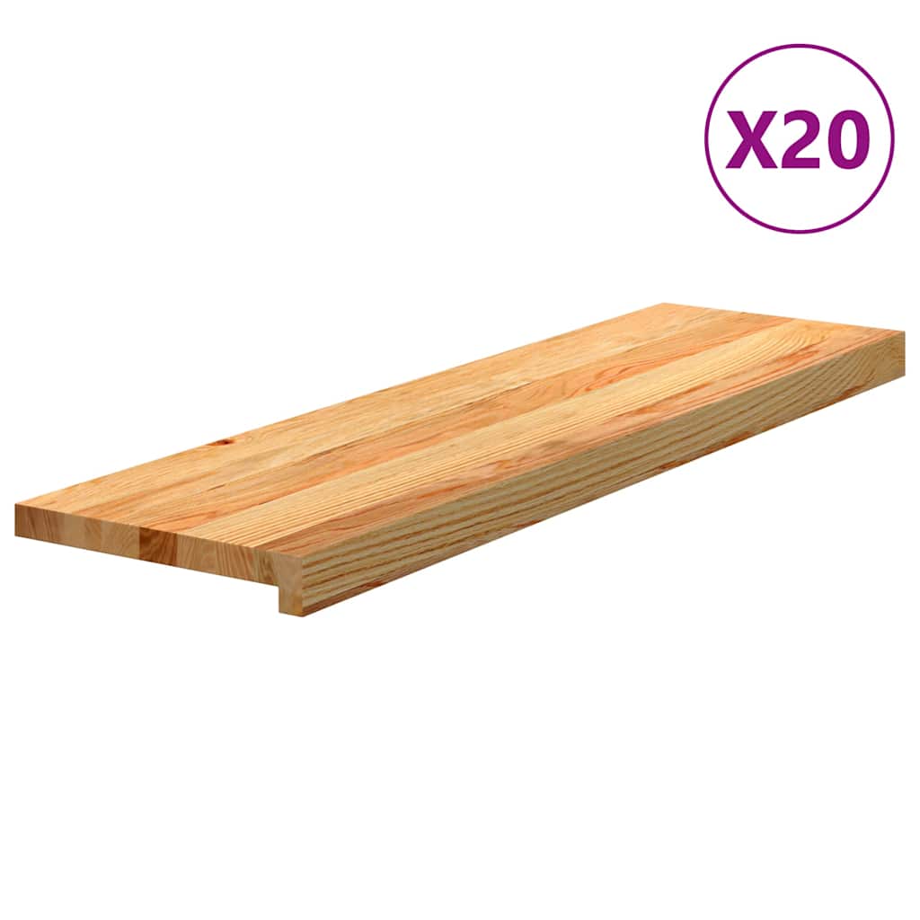 vidaXL Πατάκια Σκάλας 20 τεμ. Ανοιχτό Καφέ 90x25x2 cm Ξύλο Δρυός