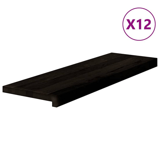vidaXL Πέλματα Σκάλας 12 τεμάχια Σκούρο καφέ 80x25x2cm Ξύλο μασίφ δρυς