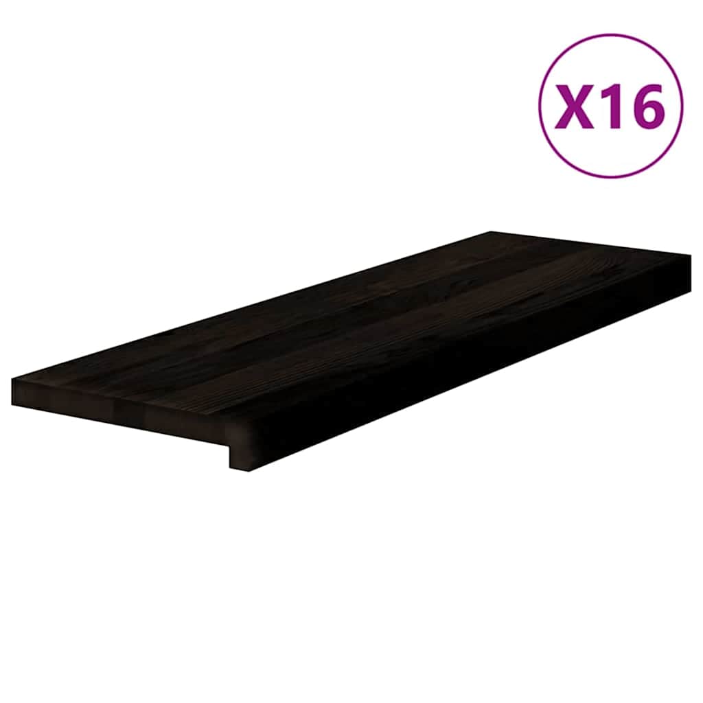 vidaXL Πέλματα Σκάλας 16 τμχ Σκούρο καφέ 80x30x2 cm Ξύλο μασίφ δρυς