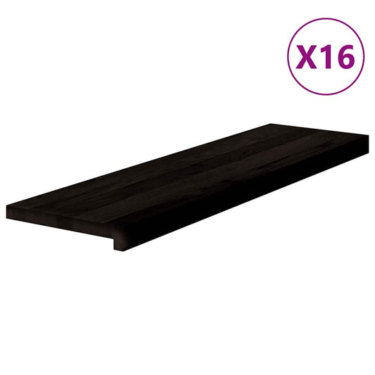 vidaXL Πέλματα Σκάλας 16 τμχ Καφέ-Μαύρο 90x30x2 cm Στερεό ξύλο δρυός
