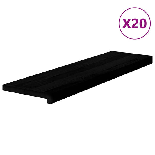 vidaXL Πατάκια Σκάλας 20 τεμ. Καφέ-Μαύρο 90x30x2 cm Ξύλο Δρυός