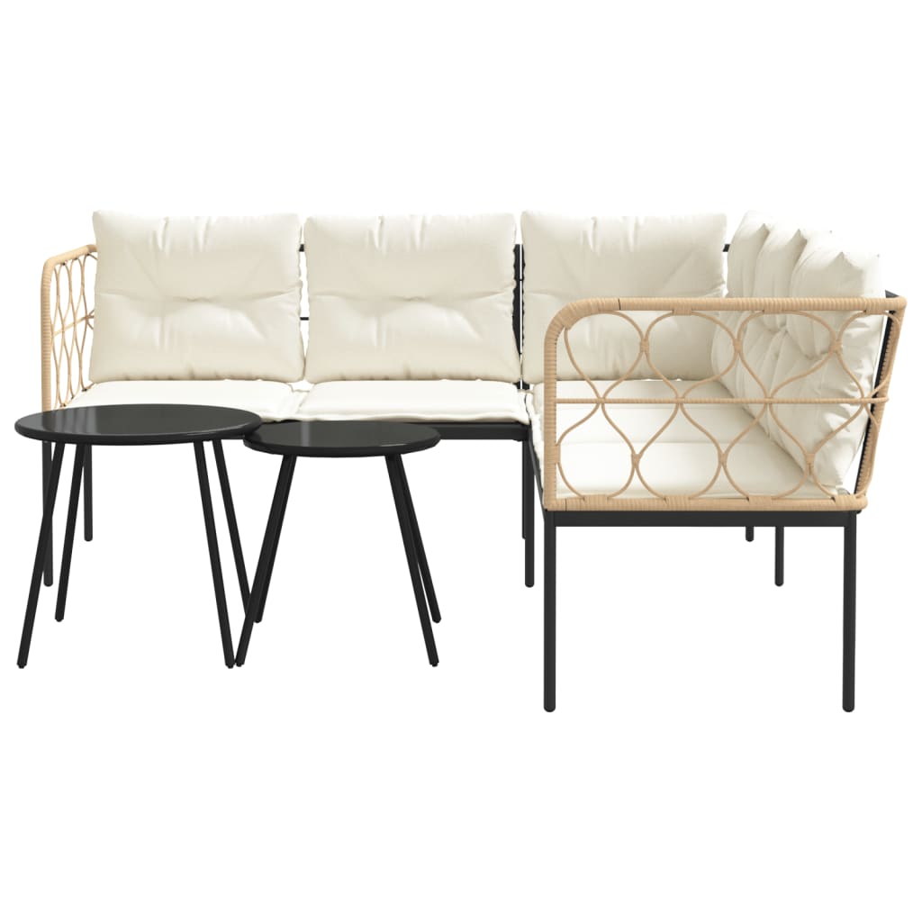 vidaXL Καναπές Κήπου Μαύρος Σετ από Ατσάλι/Textilene με Μαξιλάρια