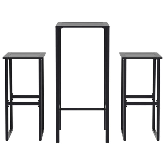 vidaXL Μπαρ Κήπου Σετ 3Τεμ. Μαύρο Ατσάλι με Ηλεκτρ. Βαφή