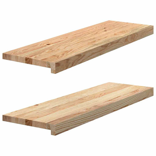 vidaXL Πατάκια Σκάλας 2 τεμ. 80x30x2 εκ. Ακατέργαστο Μασίφ Ξύλο Δρυός