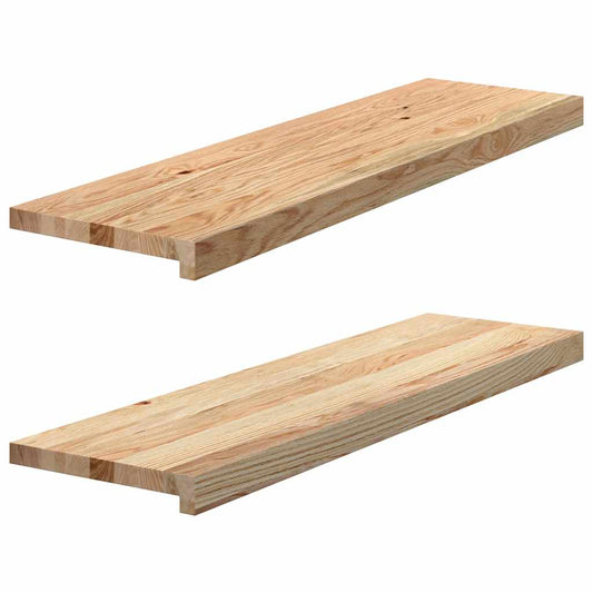 vidaXL Πατάκια Σκάλας 2 τεμ. 90x30x2 εκ. Ακατέργαστο Μασίφ Ξύλο Δρυός