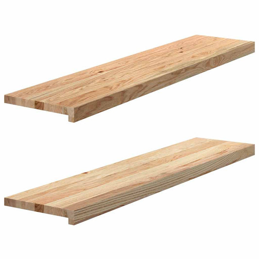 vidaXL Πατάκια Σκάλας 2 τεμ. 110x30x2 εκ. Ακατέργαστο Μασίφ Ξύλο Δρυός
