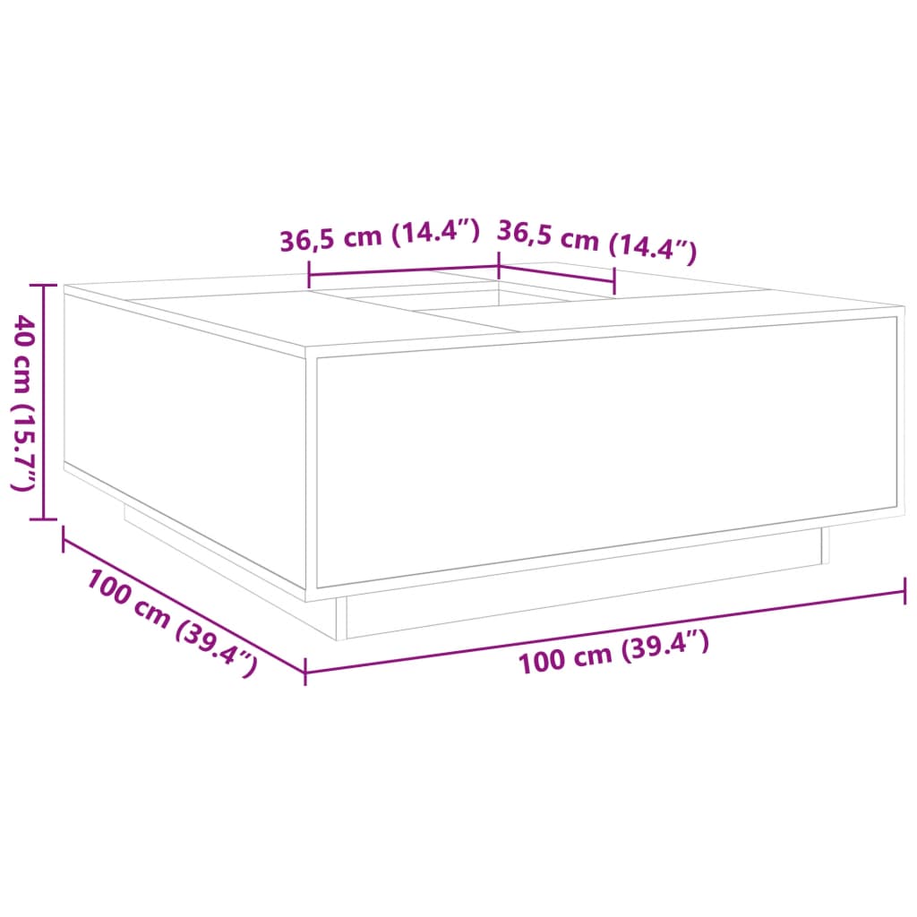 vidaXL Τραπεζάκι Σαλονιού Γκρι Σκυρ. 100x100x40 εκ Επεξεργασμένο Ξύλο