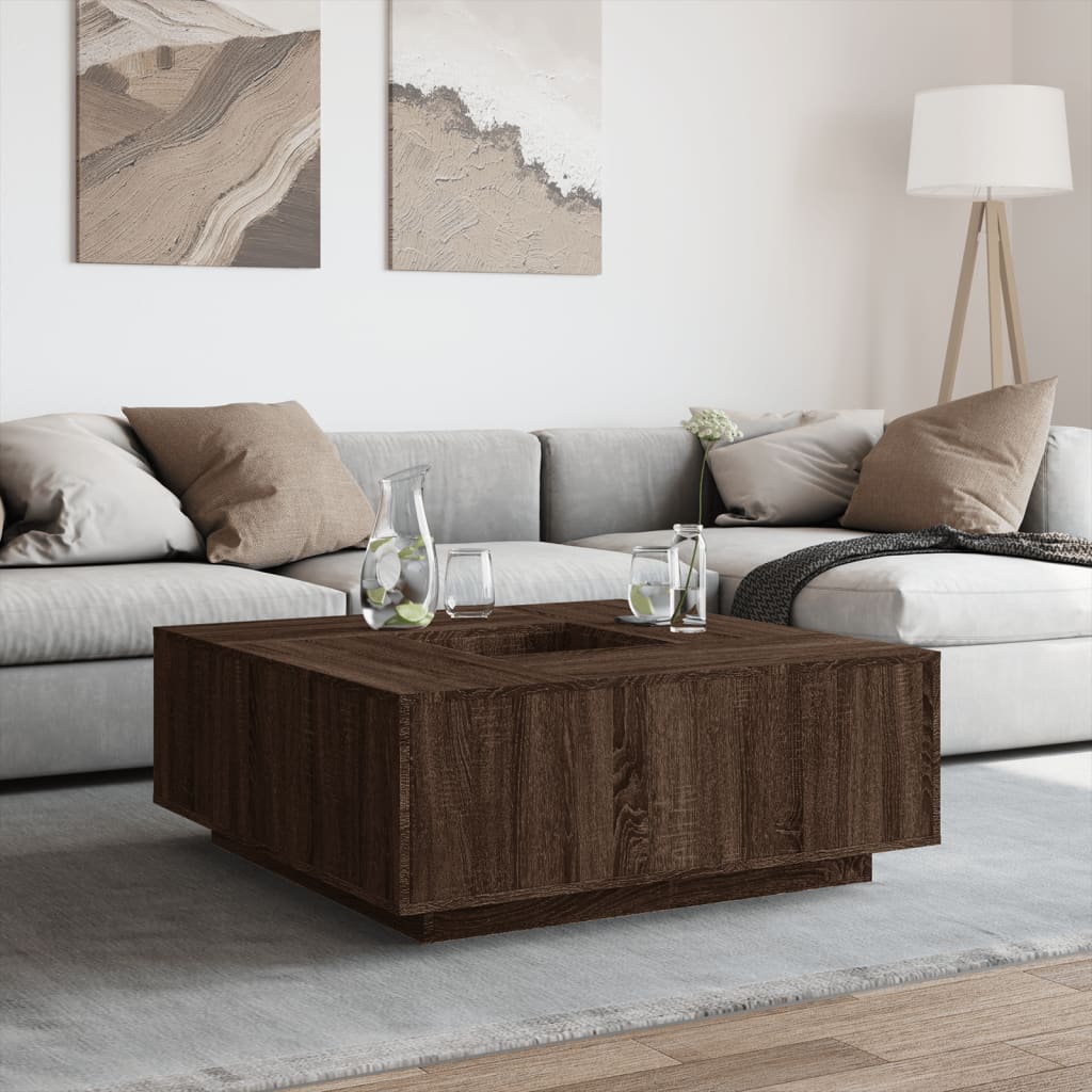 vidaXL Τραπεζάκι Σαλονιού Καφέ Δρυς 100x100x40 εκ. Επεξεργασμένο Ξύλο
