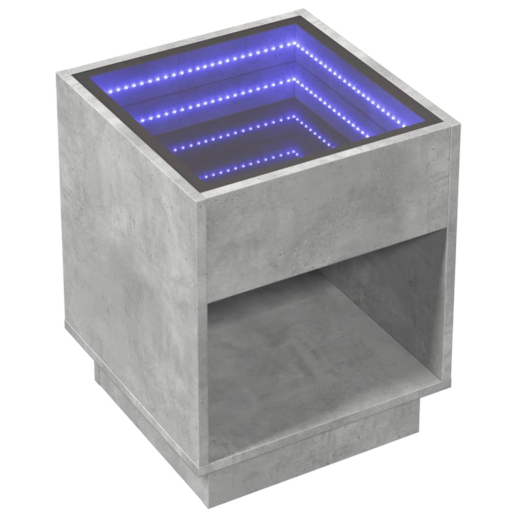 vidaXL Κομοδίνο Άπειρο Φως LED Γκρι Σκυροδέματος 40x40x50 εκ.