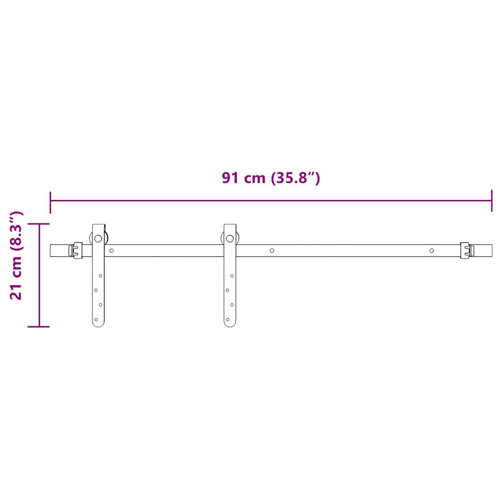 vidaXL Κιτ συρόμενης πόρτας γραφείου 91 cm από ανθρακούχο χάλυβα