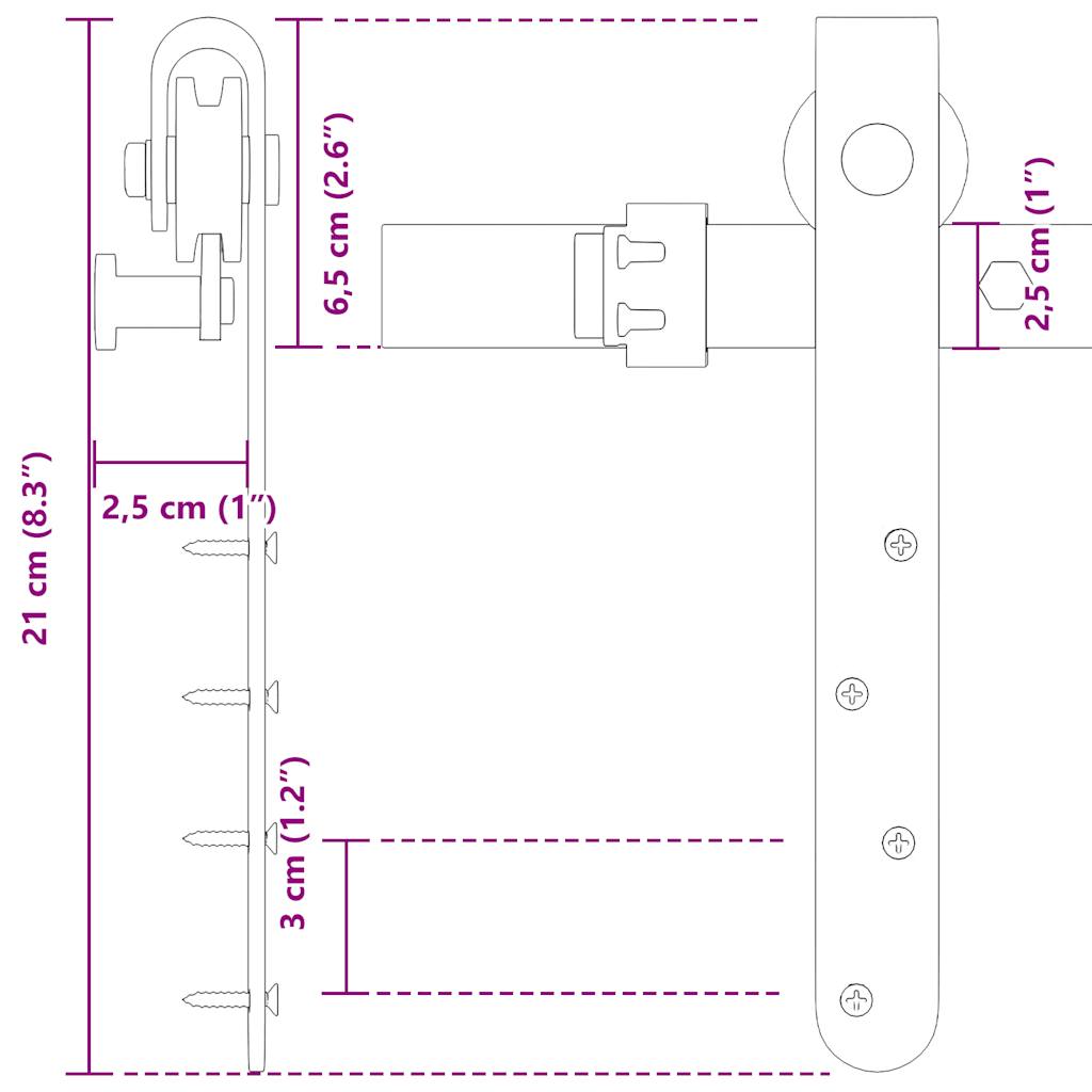 vidaXL Κιτ συρόμενης πόρτας γραφείου 213 cm από ανθρακούχο χάλυβα