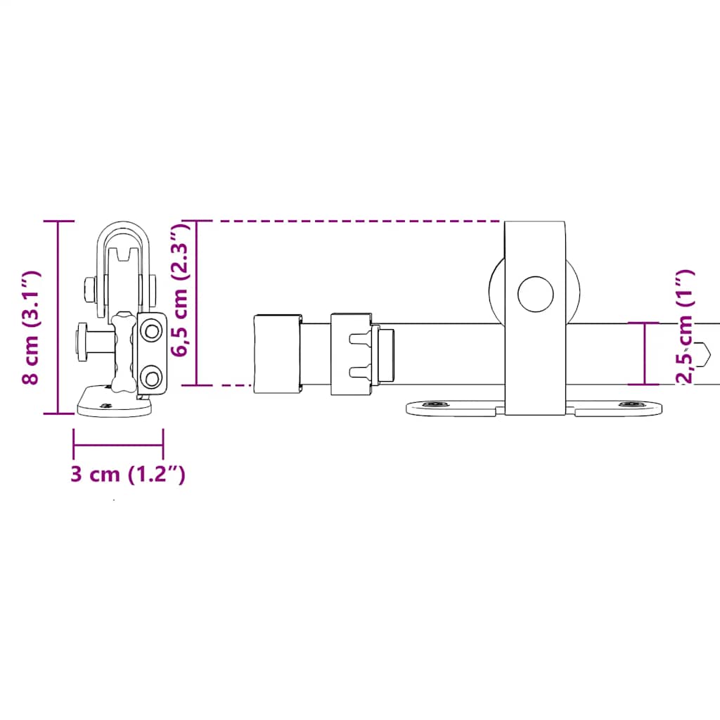 vidaXL Κιτ συρόμενης πόρτας γραφείου 213 cm από ανθρακούχο χάλυβα