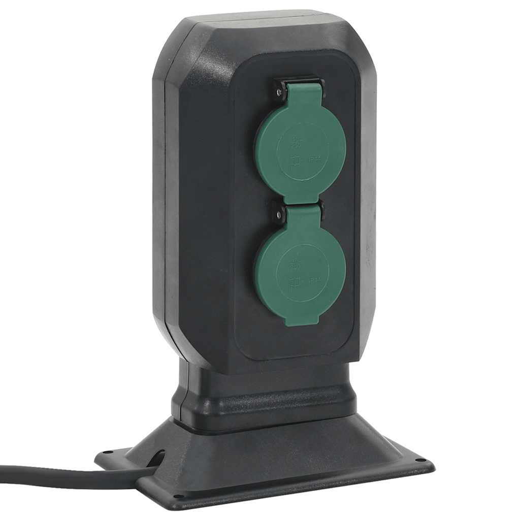 vidaXL Πρίζα Εξ. Χώρου 4 Εξόδων με Ακίδα Μαύρο/Πράσινο 15,5x11x24 εκ.