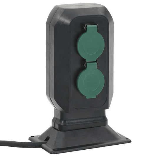 vidaXL Πρίζα Εξ. Χώρου 4 Εξόδων με Ακίδα Μαύρο/Πράσινο 15,5x11x24 εκ.