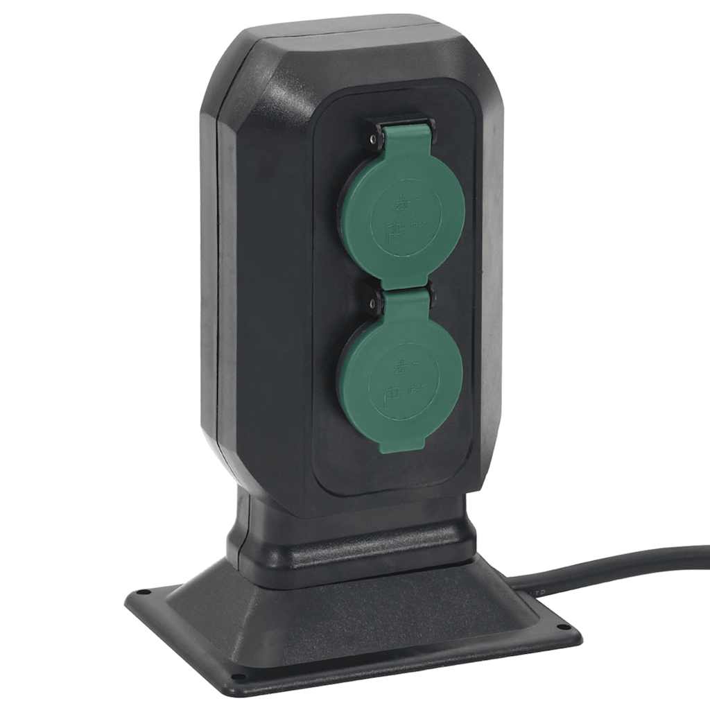 vidaXL Πρίζα Εξ. Χώρου 4 Εξόδων με Ακίδα Μαύρο/Πράσινο 15,5x11x24 εκ.