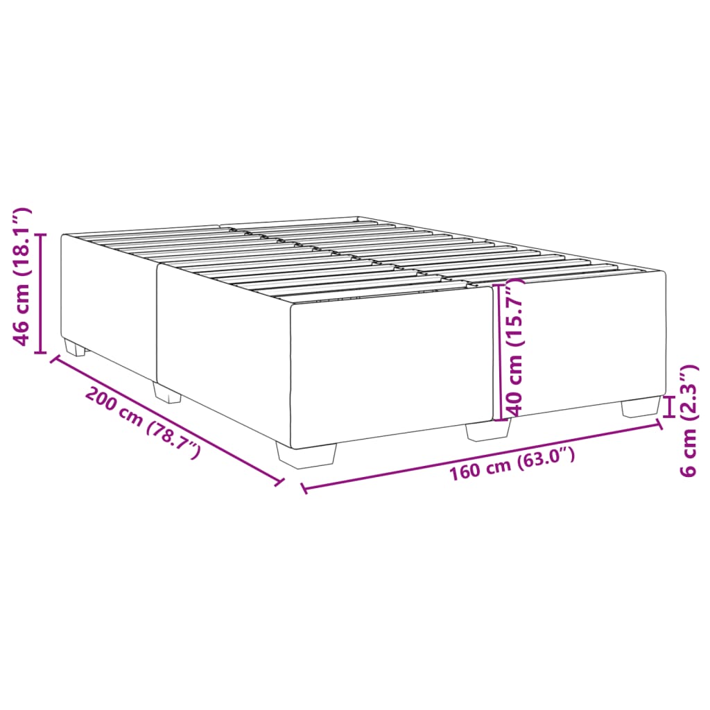 vidaXL Σκελετός Κρεβατιού Χωρίς Στρώμα Μαύρο 160x200 εκ. Βελούδινο