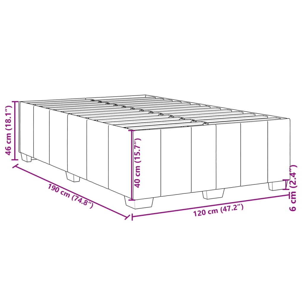 vidaXL Πλαίσιο Κρεβατιού χωρίς στρώμα Μαύρο 120x190 εκ. Υφασμάτινο