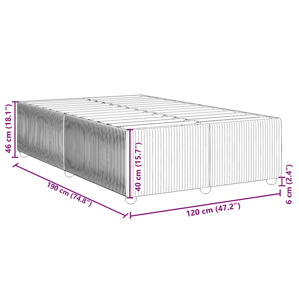 vidaXL Πλαίσιο Κρεβατιού χωρίς στρώμα Μαύρο 120x190 εκ. Βελούδινο