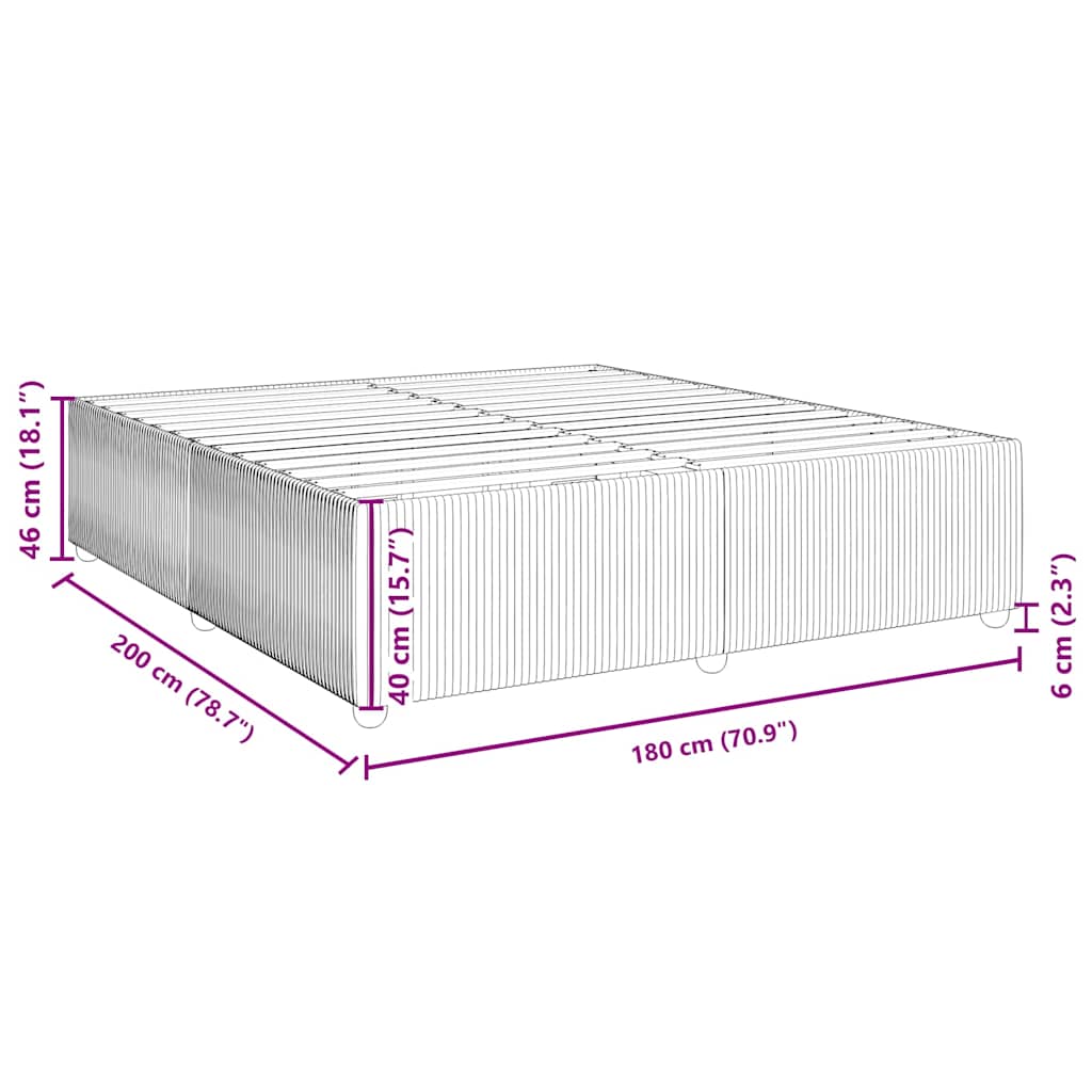 vidaXL Σκελετός Κρεβατιού Χωρίς Στρώμα Μαύρο 180x200 εκ. Βελούδινο