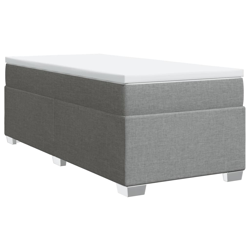vidaXL Κρεβάτι Boxspring με Στρώμα Ανοιχτό Γκρι 90x190 εκ. Υφασμάτινο