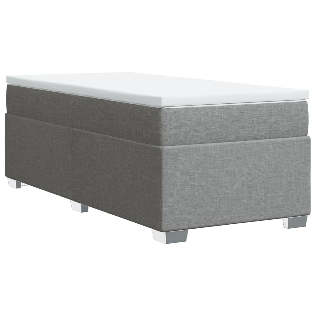 vidaXL Κρεβάτι Boxspring με Στρώμα Ανοιχτό Γκρι 90x190 εκ. Υφασμάτινο