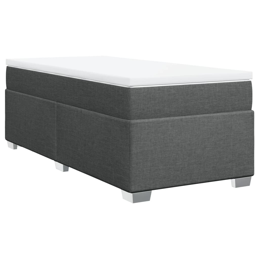 vidaXL Κρεβάτι Boxspring με Στρώμα Σκούρο Γκρι 90x190 εκ. Υφασμάτινο