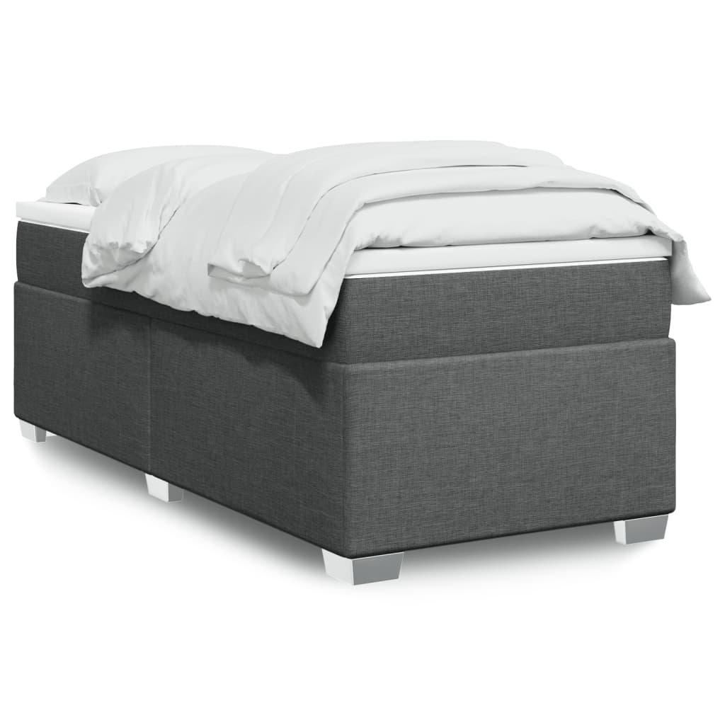 vidaXL Κρεβάτι Boxspring με Στρώμα Σκούρο Γκρι 90x190 εκ. Υφασμάτινο