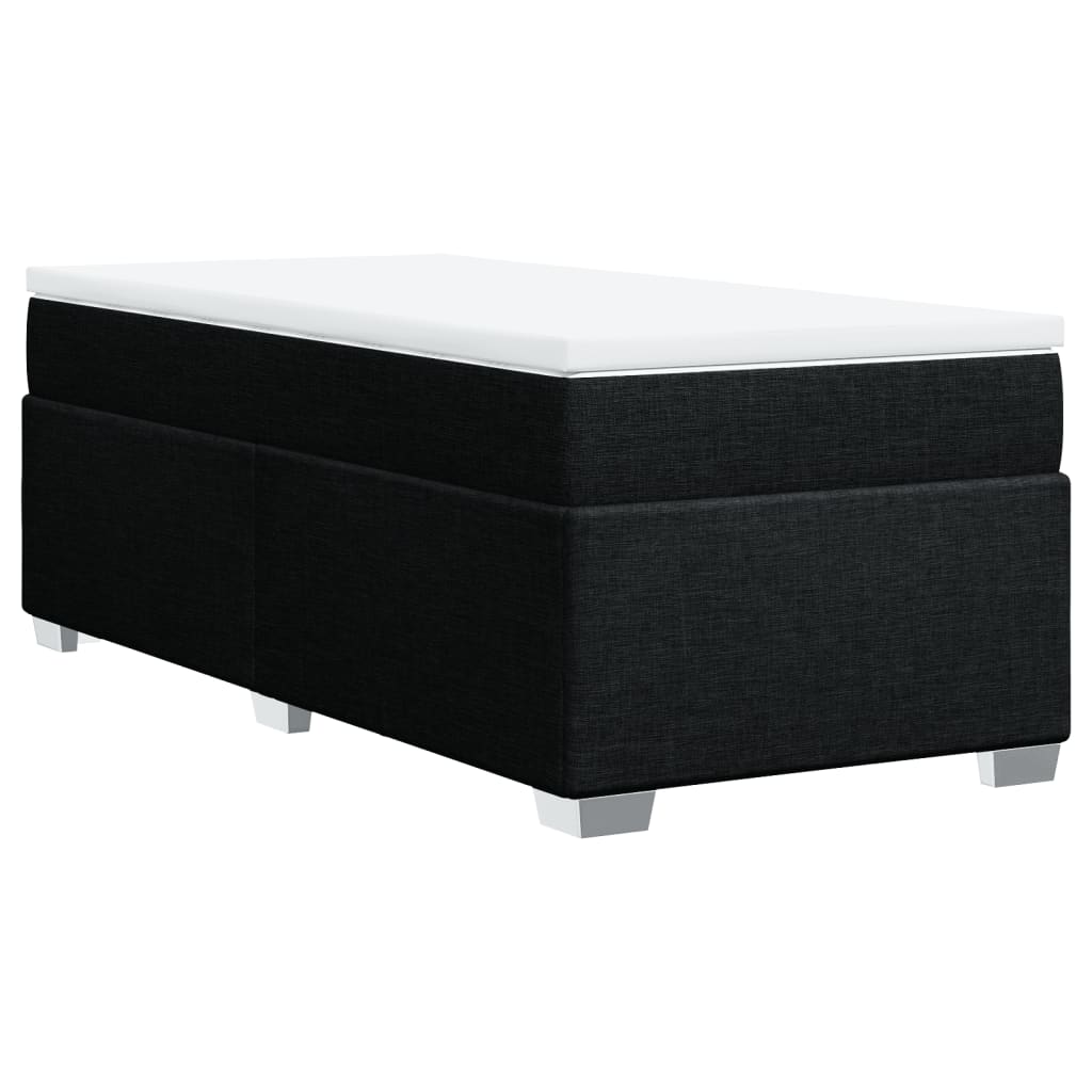 vidaXL Κρεβάτι Boxspring με Στρώμα Μαύρο 90x190 εκ.Υφασμάτινο