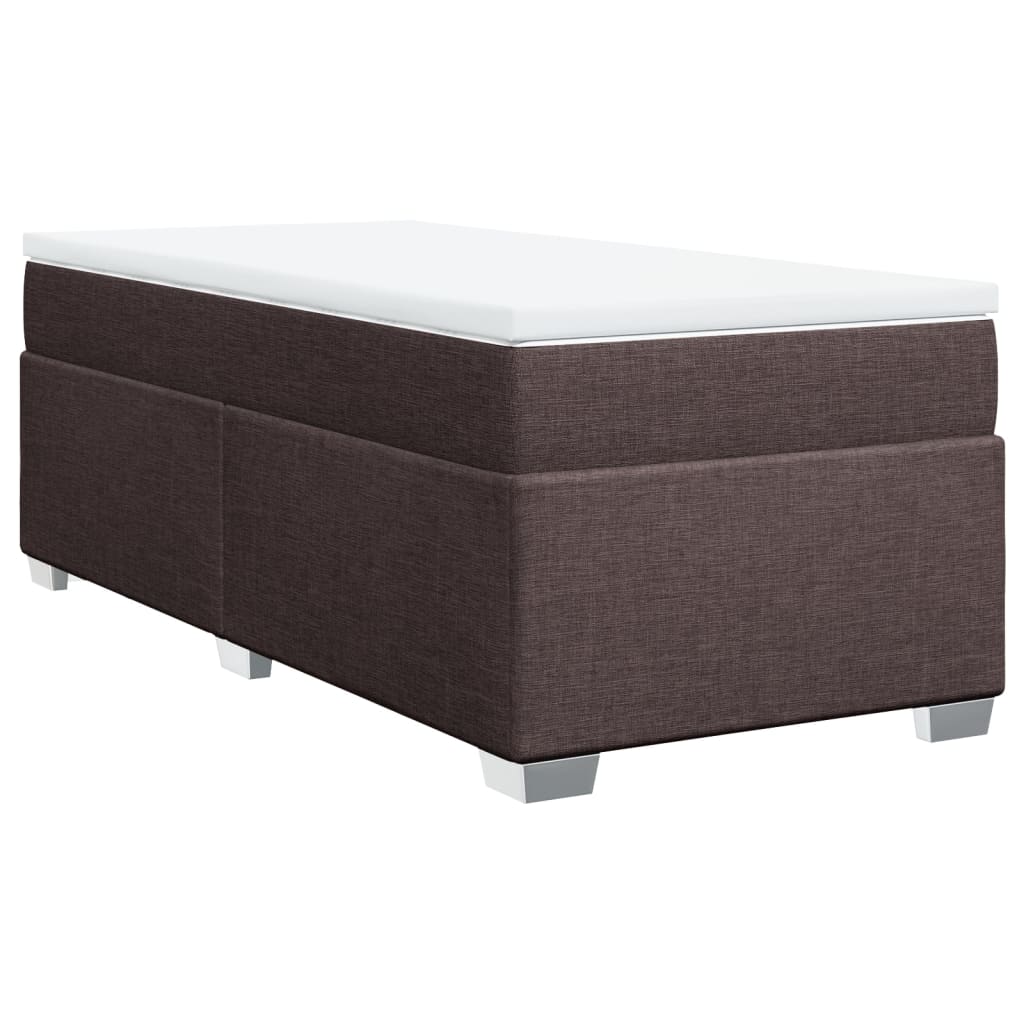 vidaXL Κρεβάτι Boxspring με Στρώμα Σκούρο Καφέ 90x190 εκ. Υφασμάτινο