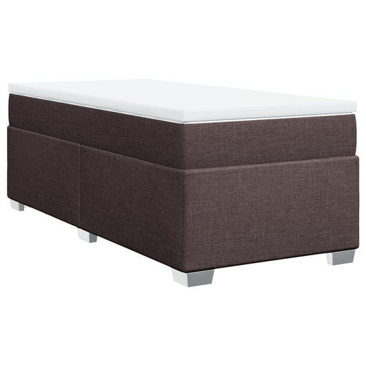 vidaXL Κρεβάτι Boxspring με Στρώμα Σκούρο Καφέ 90x190 εκ. Υφασμάτινο