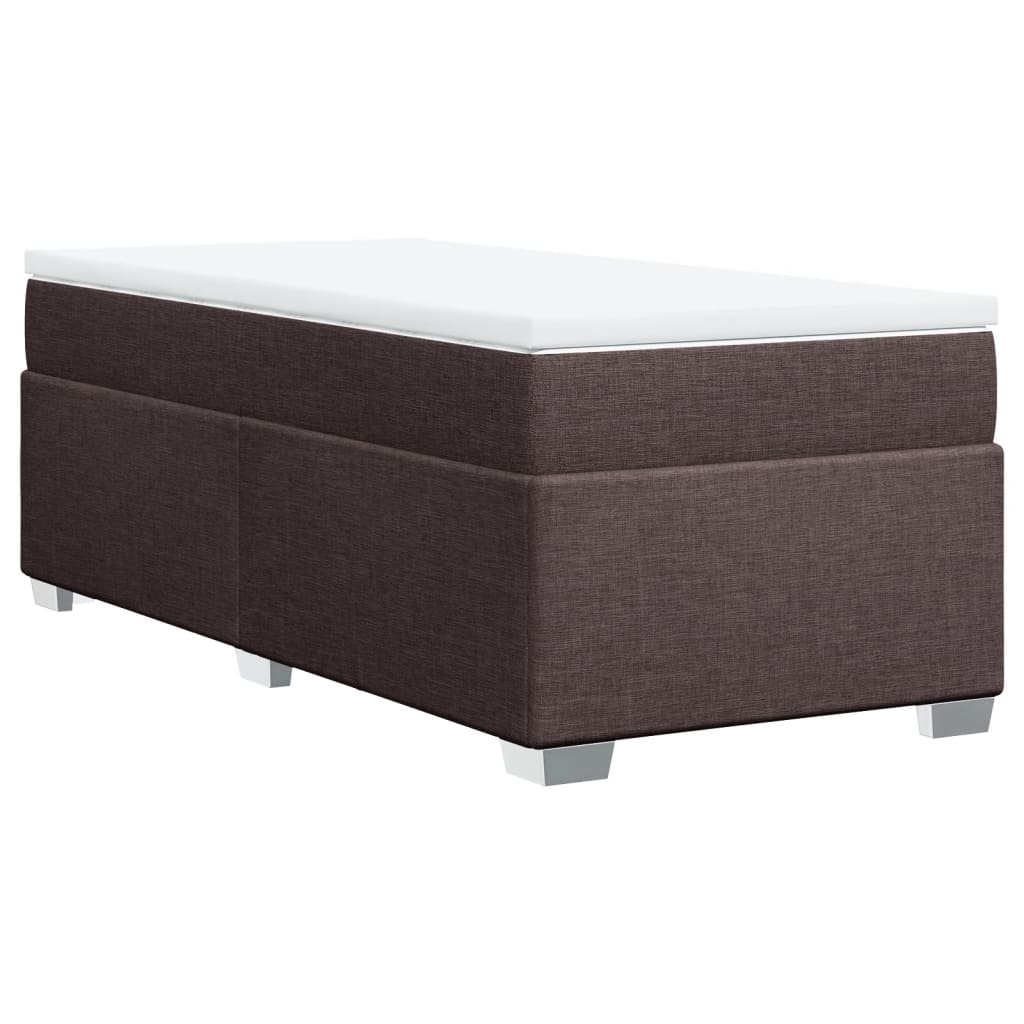 vidaXL Κρεβάτι Boxspring με Στρώμα Σκούρο Καφέ 90x190 εκ. Υφασμάτινο