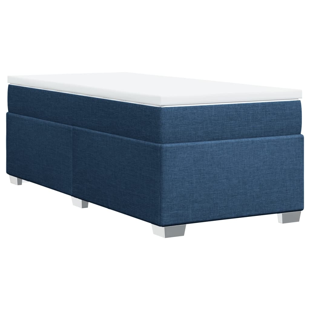 vidaXL Κρεβάτι Boxspring με Στρώμα Μπλε 90x190 εκ.Υφασμάτινο
